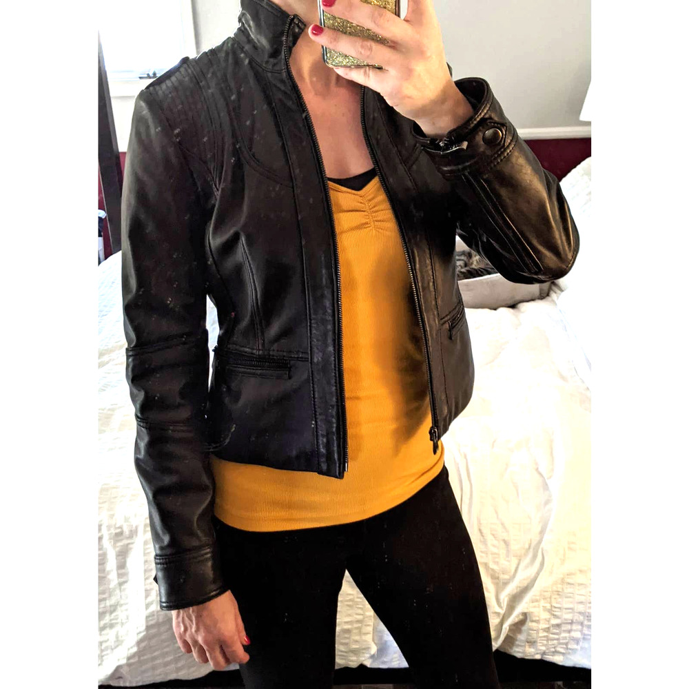 Pelle Studio Women's Leather Moto Jacket, Black, S